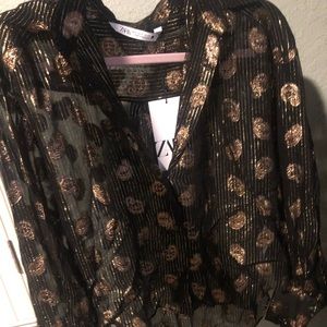 NWT pretty Zara shimmer blouse